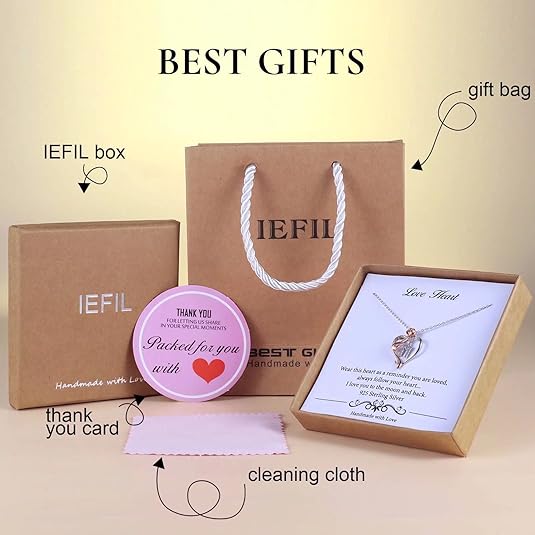 Rose Heart Initial Necklace 925 Sterling Silver Gift for Women