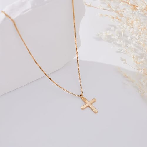 Cross Necklace 14K Gold Silver Plated CZ Waterproof