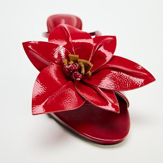 Floral Strappy Kitten Heel Mules Women Open Toe