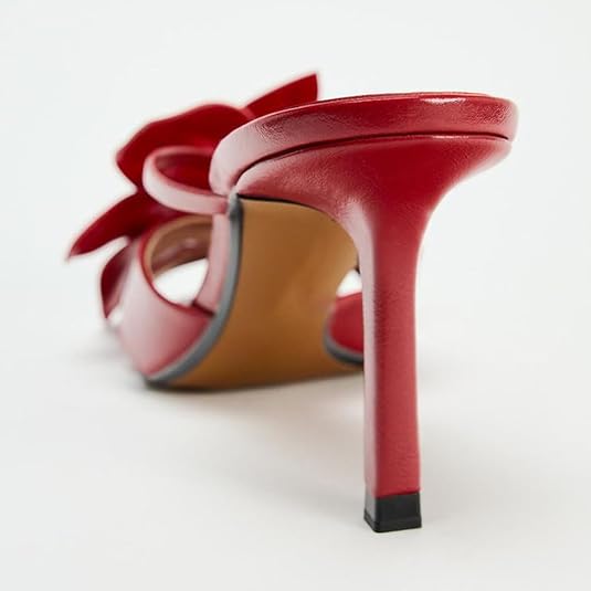 Floral Strappy Kitten Heel Mules Women Open Toe