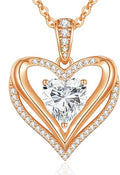 Moissanite Heart Necklace 1–3CT 925 Silver Gold Plated