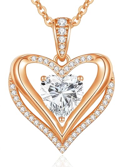 Moissanite Heart Necklace 1–3CT 925 Silver Gold Plated