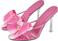 Clear Kitten Heels Floral Print Slip-On Mules Women